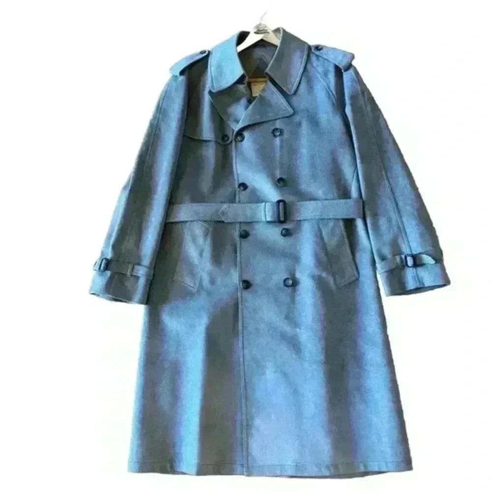 Jeffrey Bank‎ for Lakeland Alcantara Grey Suede Trench Coat 46L Vintage 1990